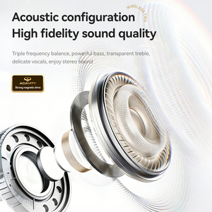 Écouteurs TWS à texture cuir, à oreille libre, avec suppression du bruit, casque à clip d'oreille, étui LED miroir - Product Image 6