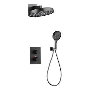 Conjunto de Ducha Termostática Empotrada, Todo en Cobre, con Cabezal de Lluvia LED, Tecnología de Oscurecimiento, Cabezal de Ducha Multifuncional, Moderno - Product Image 1
