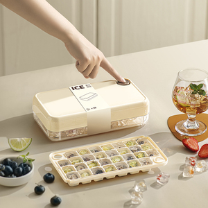 Nouveau fabricant de bacs à glaçons en plastique écologique Outils de <span class=keywords><strong>cuisine</strong></span> d'été de style crémeux Presse en un clic avec nouveautés - Product Image 4