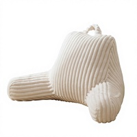 Coussin de dossier en flanelle en forme de chaise pour lecture, rembourré en mousse à mémoire de forme, doublé, blanc crème, pour lit, canapé, sol, dortoir - Vente en gros
