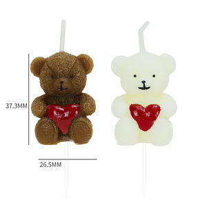 New Design <strong>Wholesale</strong> Paraffin Wax Unscented Novelty Party Decoration Heart Bear <strong>Candles</strong> Happy Birthday Cake Dessert New Year - Product Image 4