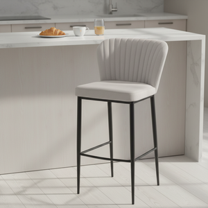 Taburete de Bar Económico 2026 con Cubierta de Lino, Patas de Metal con Recubrimiento en Polvo Negro, Silla Alta <span class=keywords><strong>para</strong></span> Barra de Bar <span class=keywords><strong>para</strong></span> Uso Doméstico - Product Image 2