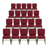 Chaises d'église empilables bleues rembourrées pour auditorium, chaises d'église en métal empilables pour pasteur