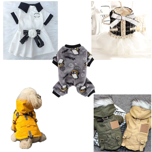dog <b>clothes</b> luxury brand fashion Designer Puppy Outfit Elegant Pet Apparel Warm Jumpsuit Dress Coat for Small Dogs - Product Image 1