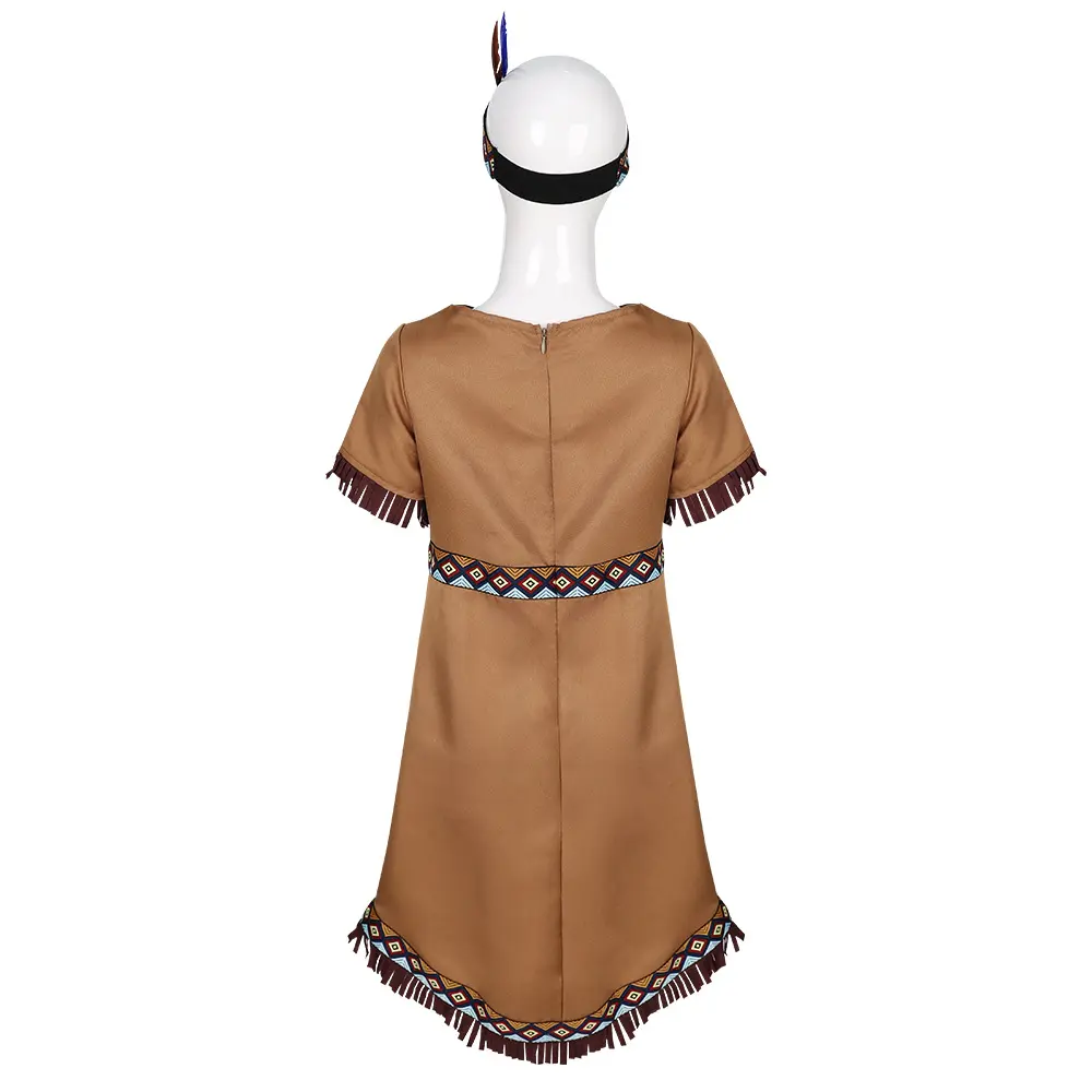 工場価格ネイティブアメリカンコスチュームガールズヘッドドレスインディアンプリンセスドレス衣装ハロウィンコスチューム子供用