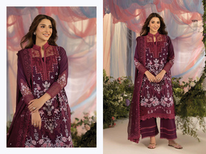 Matériel de robe de style pakistanais en pur coton de qualité supérieure avec travail d'auto-broderie attaché patché pour les vêtements pakistanais - Product Image 3