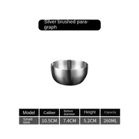 Bol en acier inoxydable à double couche de style coréen 304 Bol de kimchi à riz domestique jetable anti-brûlure anti-chute pour enfants