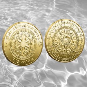 Moneta <span class=keywords><strong>Portafortuna</strong></span> Tarocchi Zodiaco Occidentale, Moneta Commemorativa Bicolore Eclissi Sole Luna, Talismano Stampato Colorato - Product Image 4