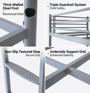 Cama litera metálica de alta resistencia ODM OEM de fábrica china para dormitorios, escuelas y apartamentos para personal. |   Litera doble de acero con escalera - Product Image 2