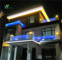 Balustrade en verre LED RGB à économie d'énergie, avec changement de couleur, en aluminium, profil en U pour escalier et terrasse |   Dimmable