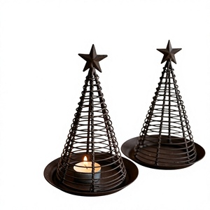 Metal Wire <b>Christmas</b> <b>Tree</b> <b>Candle</b> Holder Stand Decorative Tealight Holder Tabletop Centerpiece Home Decor Ornament Gift for Table - Product Image 1
