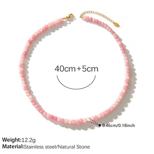 Collar de Cuarzo Rosa con Cuentas para Mujer, Forma Redonda, Joyería Elegante de Piedra, Collares de Moda - Product Image 5