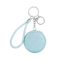 Miroir double face portable en cuir PU pour fille, avec cordon, porte-clés de voiture, logo personnalisé, écologique