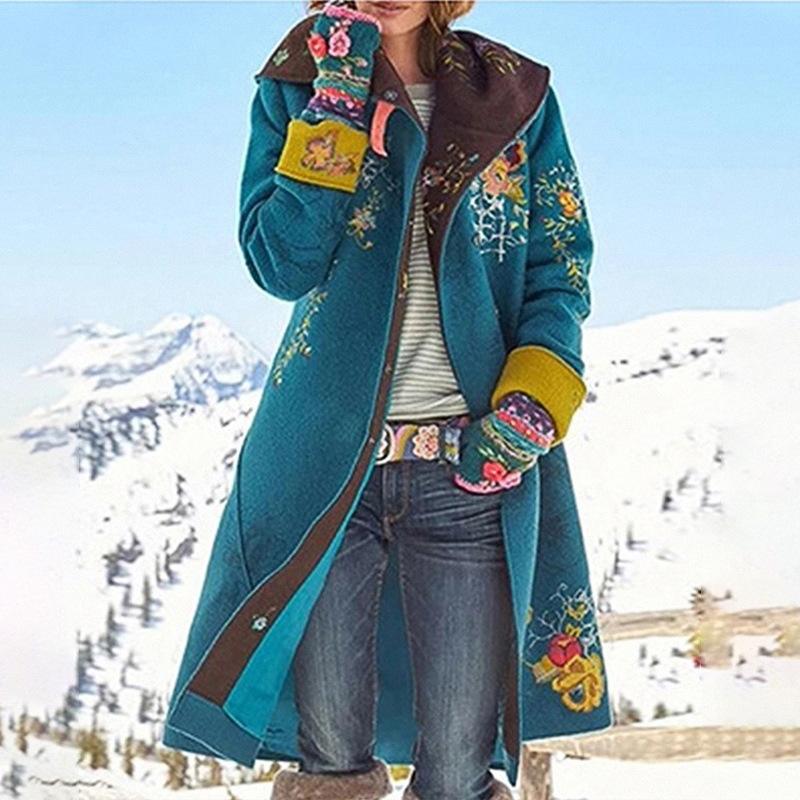 Shop Our 2021 Women Retro Print Long Coat Jacket Collection