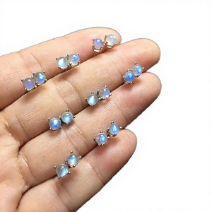 Mehrajudin Gems Sterling <b>Silver</b> Geometric Moonstone Classic <b>Stud</b> <b>Earrings</b> Third Party Appraisal Claw Setting Men's Jewelry for - Product Image 4