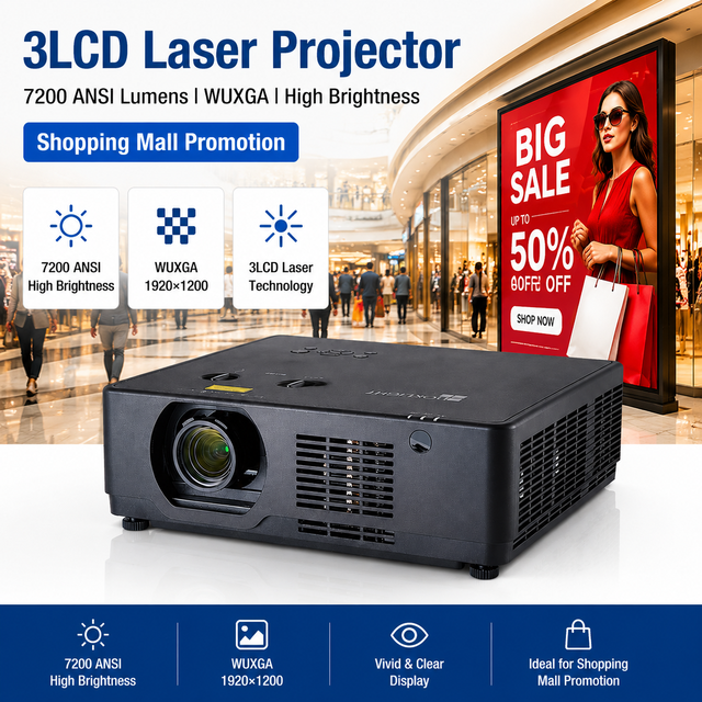 3LCD Laser Projector 7200 ANSI Lumens Wuxga for Digital Signage Network Monitoring System