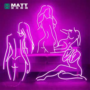 Matt Dropshipping Pink Sexy Lady LED Acrylique Neon Signs Custom Body Neon Lights pour Salon de coiffure Bar Party Wall Art Decor - Product Image 1