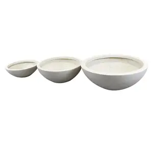 Fibra de vidro Pedra Areia Marfim Grande Outdoor Bowl Planter; Plantadores lindo Planter Bowl - Round Flower Bowl