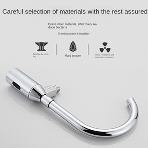 مستشعر مثبت على الحائط بدون لمس حوض نحاسي غسيل يدوي صنبور حوض تجاري موفر للمياه صنبور بمستشعر آلي - Product Image 5