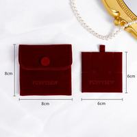 Pochette à bijoux en velours 8x8cm avec bouton d'insertion, sac à bijoux et insert, pochette pour collier et boucles d'oreilles, carte d'insertion personnalisée avec logo