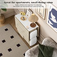 Klappbarer Esstisch-Set 4 Esstische Regale Platzsparend Faltbar 6 Räder Modernes Design Ausziehbarer Küchentisch Klein