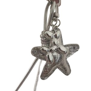 Porte-clés créatif polyvalent et tendance en alliage argenté, motif chien ballon pentagramme, avec sac en corde tressée, série <span class=keywords><strong>Miu</strong></span> - Product Image 6