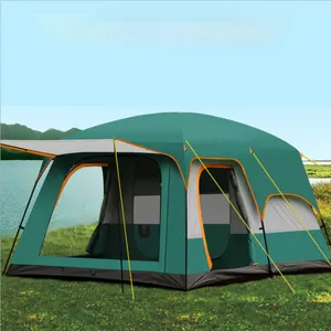 S Outdoor 5-8 Person Two Bedroom Canvas Family Tents Camping Double Layer Waterproof Large Tent