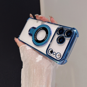 Funda de teléfono transparente magnética galvanizada <span class=keywords><strong>para</strong></span> <span class=keywords><strong>iPhone</strong></span> 17 <span class=keywords><strong>Pro</strong></span> <span class=keywords><strong>Max</strong></span> Mujeres Hombres Funda de parachoques a prueba de golpes con soporte - Product Image 3