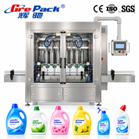 Ligne de remplissage automatique haute vitesse pour liquides visqueux et détergents avec machine de capsulage et d'étiquetage