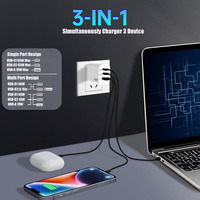 Chargeur PD3.0 rapide 65W de haute qualité avec protection OCP à 3 ports pour prise UK/EU/US en gros pour téléphones mobiles