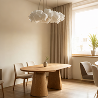 Table à manger ovale extensible en placage de bois, style scandinave moderne et luxueux, 6 places, rail silencieux robuste, utilisation hôtelière OEM