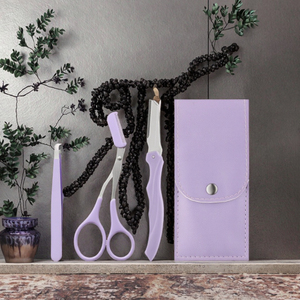 Nuevo Kit de Depilación de Cejas de 3 Piezas, Pinzas de Acero Inoxidable Color Morado, Tijeras de Punta Inclinada, Depiladora de Cejas - Product Image 3