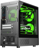 Micro ATX TG Glass Gaming Mid Tower Computer Case with 240mm Water Cooling Support Steel Construction Adjustable USB Ports