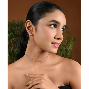 Exclusivo Collar de Circonita Cúbica Chapado en Oro Rosa con Pendientes, Joyería para Mujer, Brillante Joyería de Diamantes Americanos para Novia - Product Image 3