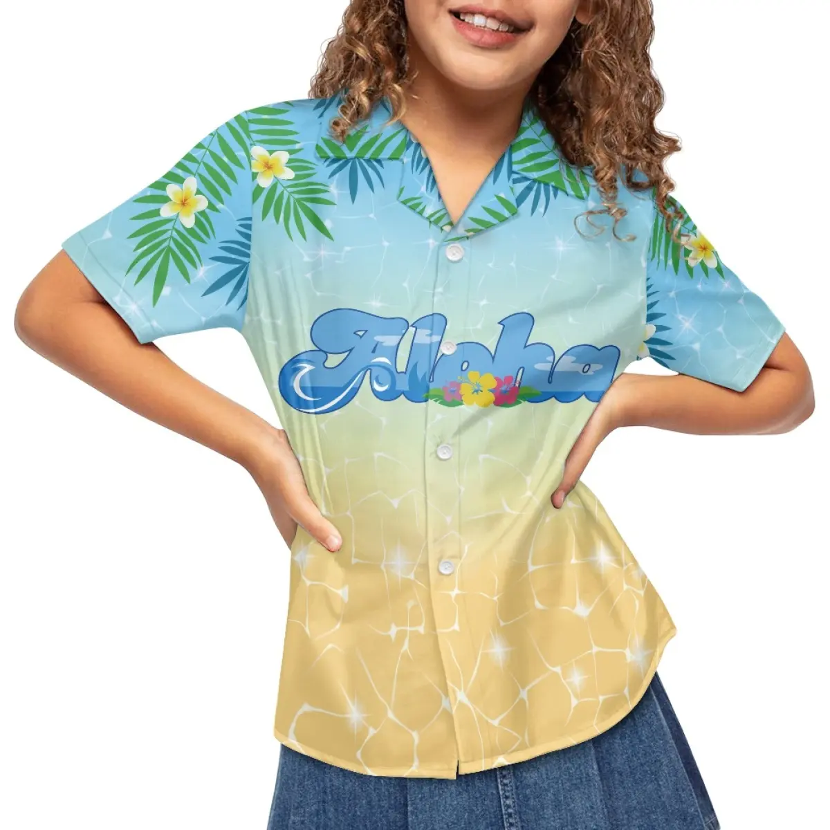 Camicie estive per ragazza ragazzo Hawaii Aloha stampa modello camicia hawaiana per bambino stampa su richiesta camicie da spiaggia