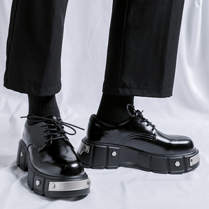 Dernier design, chaussures habillées formelles pour hommes, élégantes, à lacets, avec semelle épaisse et rehaussante, en dentelle, style spécial. - Product Image 6