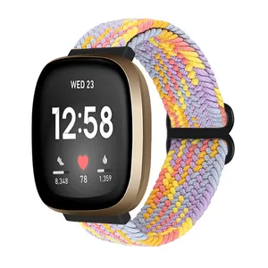 Yumuşak dokuma Smartwatch yedek bileklikler esnek örgülü naylon saat kayışı FitBit Versa için 3 sapanlar
