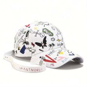 Casquette de baseball graffiti pour hommes et femmes, casquette à longue sangle tendance, casquette d'été imprimée, casquette hip hop, vente en gros - Product Image 5