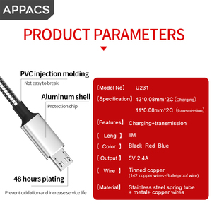 Appacs Khuyến Mại Hot Bán Kim Loại Loại C USB 2.0 Cáp Nylon Kim Loại Nhanh Chóng Sạc 3.3ft Phổ USB Dữ Liệu Cho Android iphone - Product Image 4