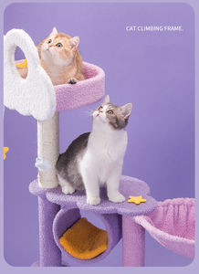 <strong>Large</strong> Size Soft Plush Purple <strong>Cat</strong> <strong>Tree</strong> With Sisal Scratching Post <strong>Cat</strong> Relaxing <strong>Climbing</strong> Tower <strong>Large</strong> <strong>Cat</strong> Condo Furniture - Product Image 5