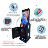 Kiosque de paiement en espèces à écran incurvé de 32 pouces, lecteur de carte d'identité NFC, accepteur de billets, distributeur de monnaie, machine en libre-service Windows