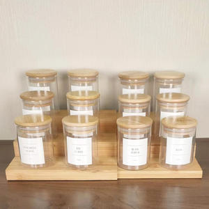 200ml 12 pezzi Set bottiglie di <span class=keywords><strong>vetro</strong></span> trasparente vasetti di stoccaggio <span class=keywords><strong>spezie</strong></span> contenitore classico con coperchio in bambù ermetico - Product Image 2