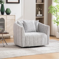 Fauteuil d'appoint pivotant surdimensionné moderne et écologique, rembourré en chenille capitonnée, en forme de citrouille, avec 3 coussins, structure métallique