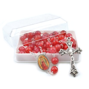 <span class=keywords><strong>Nuestra</strong></span> <span class=keywords><strong>Señora</strong></span> <span class=keywords><strong>de</strong></span> <span class=keywords><strong>Guadalupe</strong></span> ágata roja 8mm Cruz religiosa collar con caja católica Cadena <span class=keywords><strong>de</strong></span> <span class=keywords><strong>rosario</strong></span> - Product Image 6