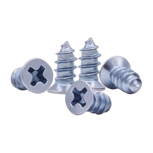 Tornillos autorroscantes de cabeza plana avellanada fina con ranura cruzada azul, de acero al carbono con zinc-níquel, ST2-ST8, personalizados, de fábrica Huizhou - Product Image 1