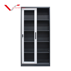 Meuble de bureau design moderne, armoire de classement multifonction en acier à 4 étagères avec porte vitrée, armoire de rangement métallique - Product Image 3
