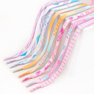 Lacets plats épais personnalisés de couleur blanche, lacets de chaussures imprimés en polyester colorés pour baskets - Product Image 2