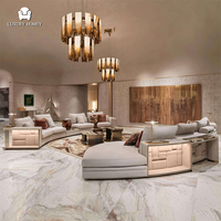 Ensemble de canapés sectionnels incurvés de luxe en forme de L, design italien, meubles de salon rembourrés, table d'appoint en marbre avec éclairage LED
