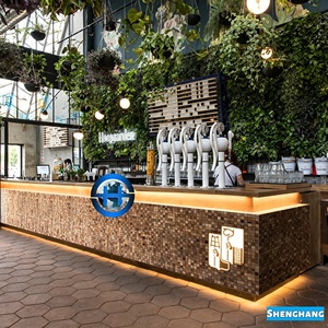 Solid Wood Mosaic Panel Natural Pine Wood Mosaic Panel Tile Random <strong>Plank</strong> Pattern Wall Covering for Cafe Restaurant Bar Counter - Product Image 3