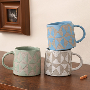 Taza de Café de Cerámica, Porcelana Verde con Diseño Geométrico, Estilo Europeo, Taza para Desayuno o Té, Tazas para Regalo - Product Image 3